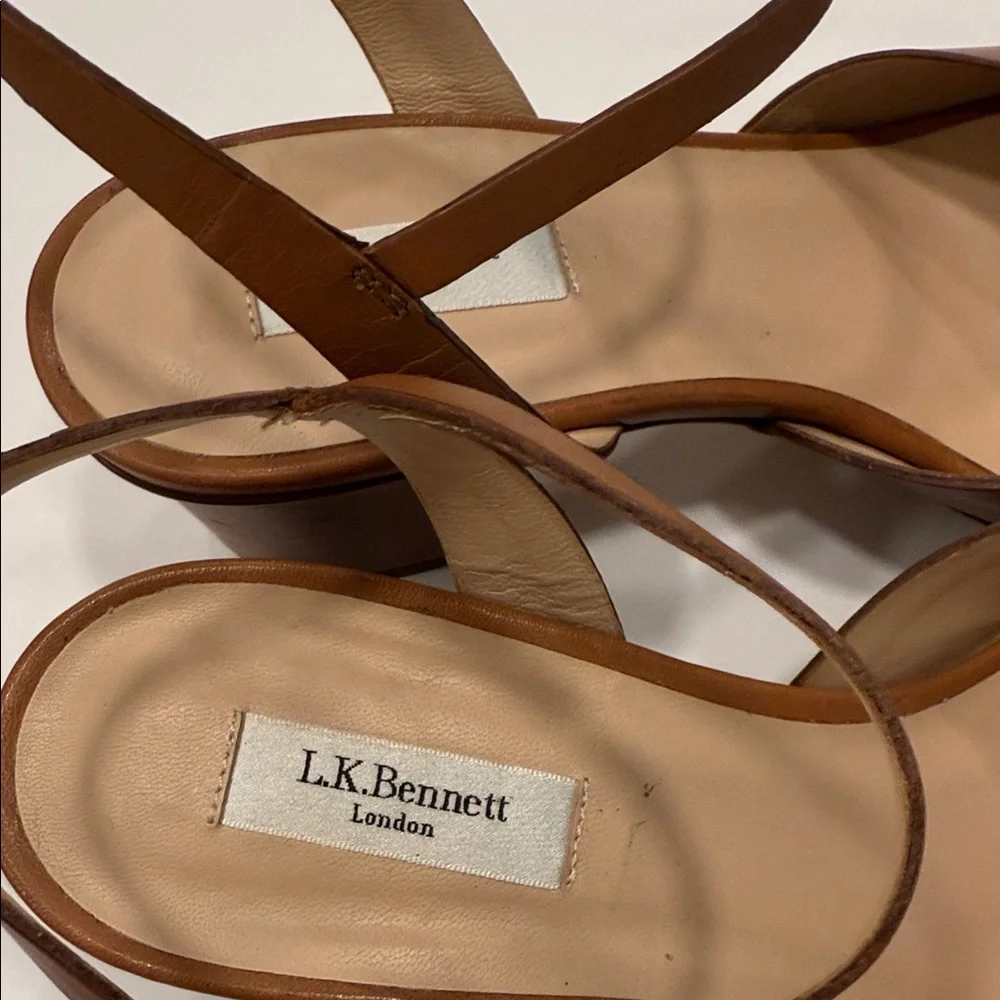 LK Bennett Tabitha Brown Block Heel leather Sandals size 61/2
